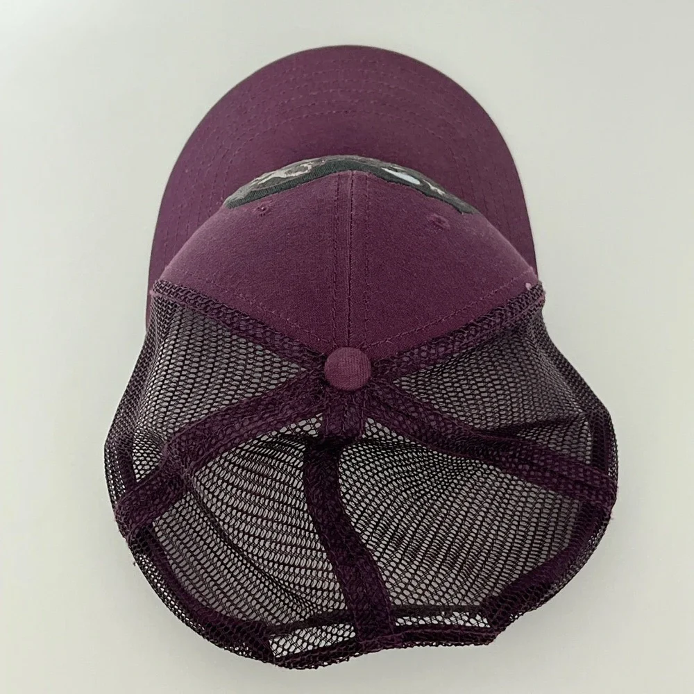 The North Face Embroidered Bear Trucker Hat Wine Snap Back Mesh